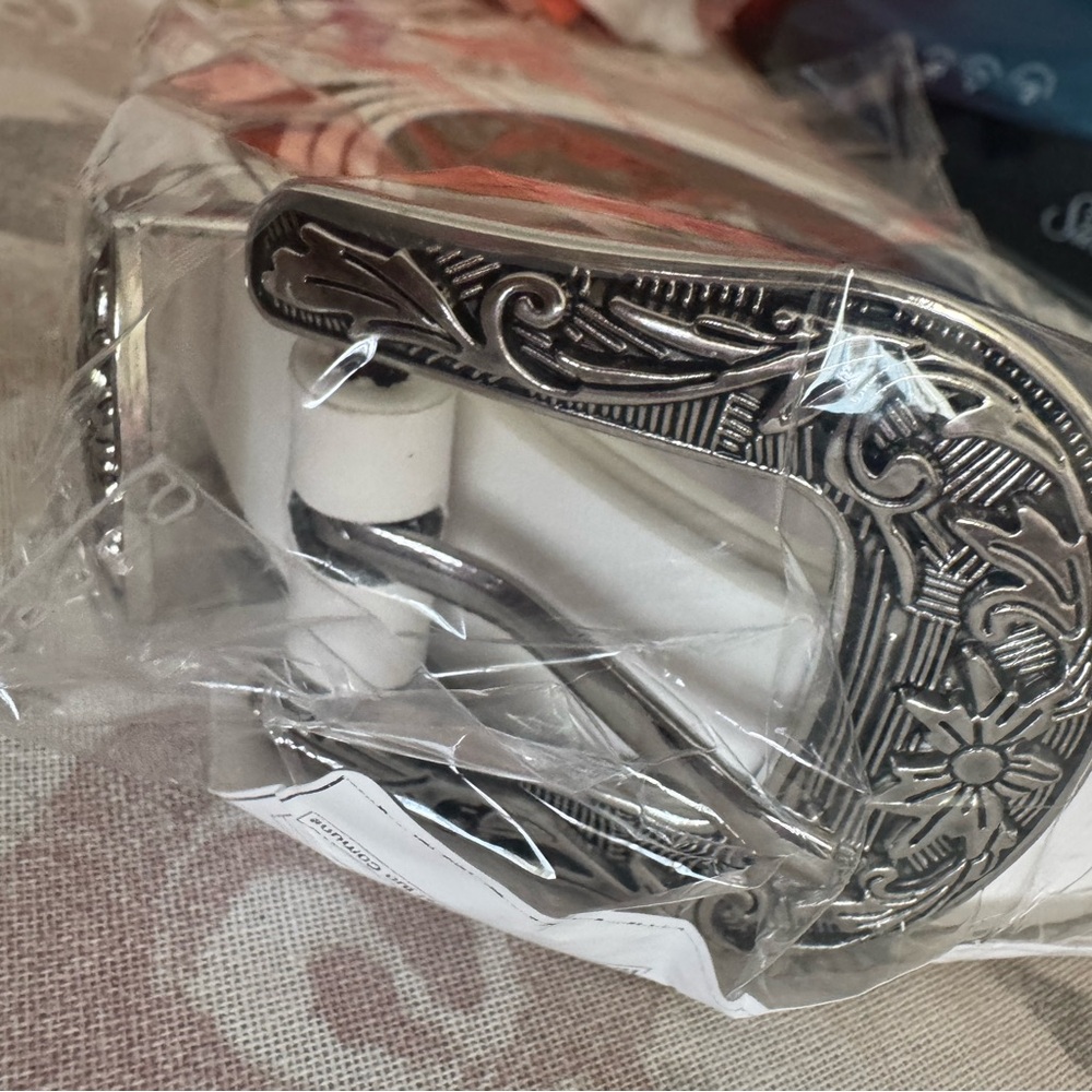 Silver Ornate Belt Buckle